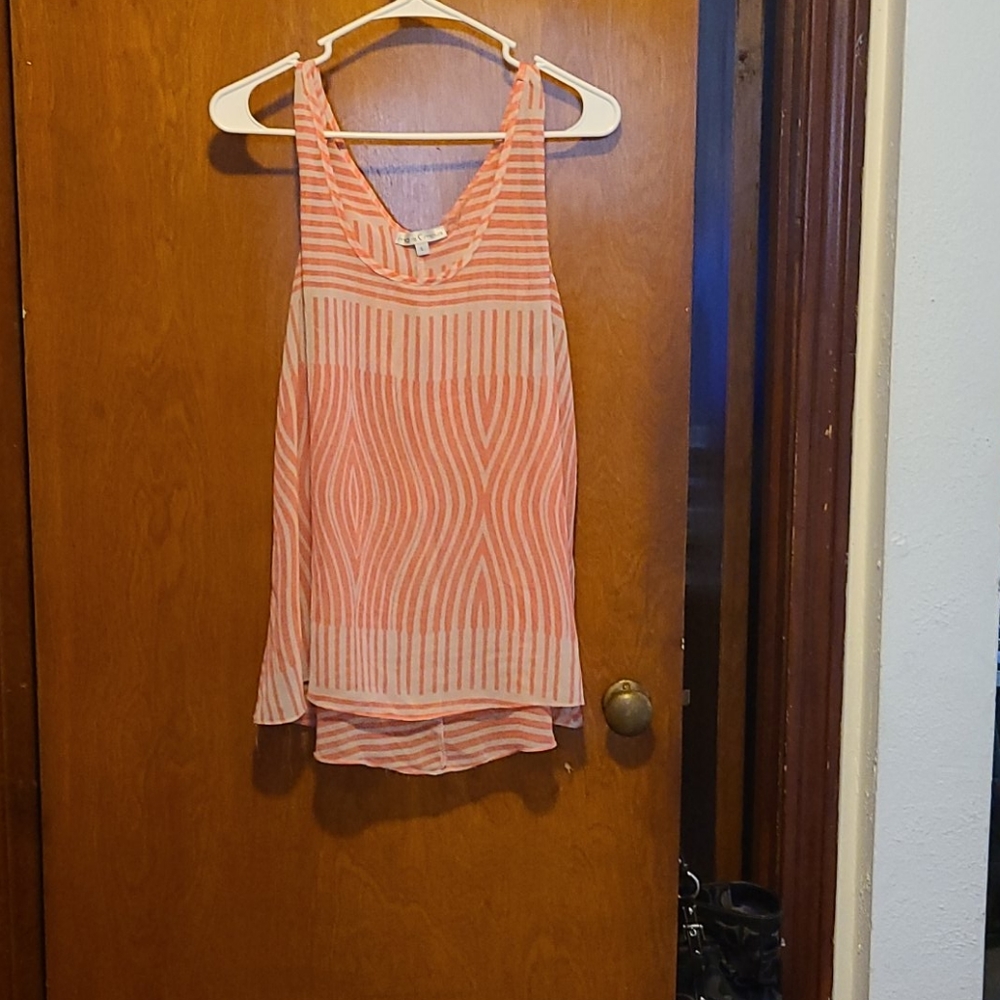 Moa moa pink striped sheer dress tank top
